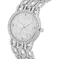 Medboo Silver Round Cash Silver Thik Belt Women Watch-thumb2