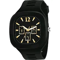 Medboo Black Crono Square PU Men and Boys kids Watch-thumb1