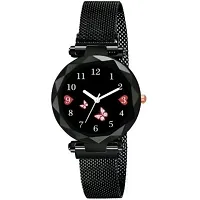 Medboo Black Dial Metal Black Megnet Analog Women and Girls Watch-thumb1