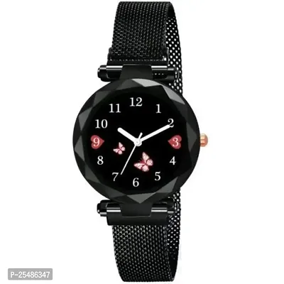 Medboo Black Dial Metal Black Megnet Analog Women and Girls Watch-thumb2