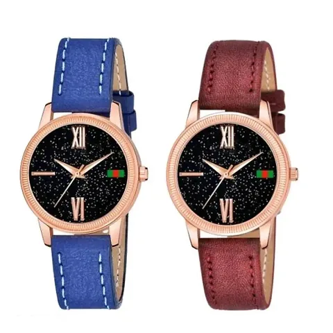 HRV Roman Dial and Leather Belt Combo Women and Girls Watch