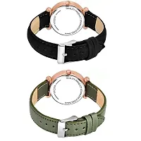 Medboo Black Birds Dial Black And Green Leather Belt Analog Women and Girls Watch-thumb2