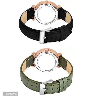 Medboo Black Birds Dial Black And Green Leather Belt Analog Women and Girls Watch-thumb3