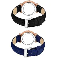 Medboo Black Birds Dial Blue And Black Leather Belt Analog Women and Girls Watch-thumb2