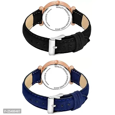 Medboo Black Birds Dial Blue And Black Leather Belt Analog Women and Girls Watch-thumb3