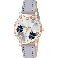 Medboo Grey Leather Analog Women and Girls Watch-thumb1