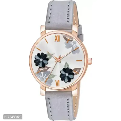 Medboo Grey Leather Analog Women and Girls Watch-thumb2