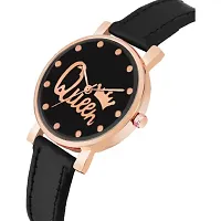 Medboo Queen Dial Rz Cash Black Leather Analog Women and Girls Watch-thumb2