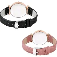 Medboo Three Butter Dial Black and Pink Leather Belt Girls and Women Watch-thumb2