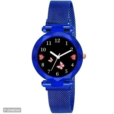 Medboo Black Dial Metal Blue Megnet Analog Women and Girls Watch-thumb2