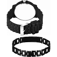 Stylish Black Metal Analog Watches For Men Watch With Bracelet-thumb2