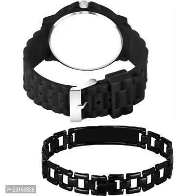 Stylish Black Metal Analog Watches For Men Watch With Bracelet-thumb3