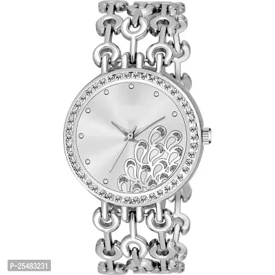 Medboo Silver Peacock Three Line Belt  Girls and Women Watch-thumb2