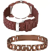 Stylish Brown Metal Analog Watches For Men Watch With Bracelet-thumb2