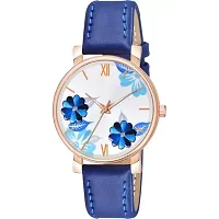 Medboo Blue Round Leather Belt Analog Women and Girls Watch-thumb1