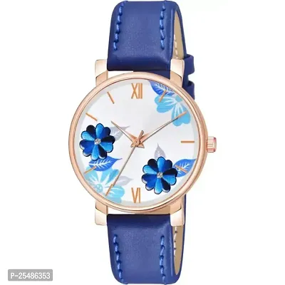 Medboo Blue Round Leather Belt Analog Women and Girls Watch-thumb2