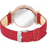 HRV Red Slim Dial Leather Belt Women Watch-thumb3