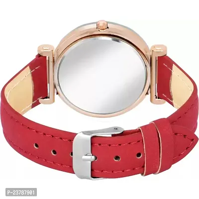 HRV Red Slim Dial Leather Belt Women Watch-thumb4