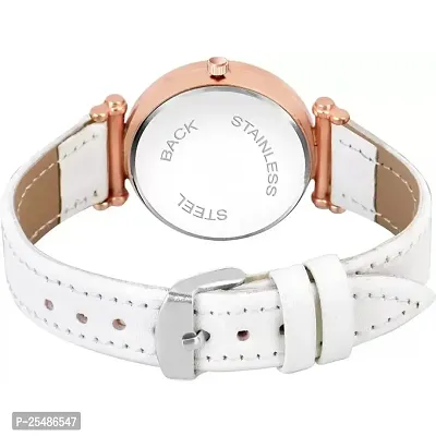 Medboo Black Star Dial Rose Rl Cash Leather White Belt Analog Women and Girls Watch-thumb4