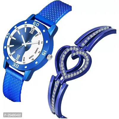 Medboo BW Blue Av Cash Blue Pu With Heart Bracelet Analog Women and Girls Watch-thumb2