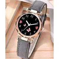 Medboo Bty Black Dial Grey Leadies Leather Belt Girls and Women Analog Watch-thumb1