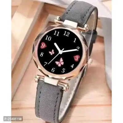 Medboo Bty Black Dial Grey Leadies Leather Belt Girls and Women Analog Watch-thumb2