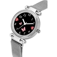 Medboo Black Dial Metal Silver Megnet Analog Women and Girls Watch-thumb2