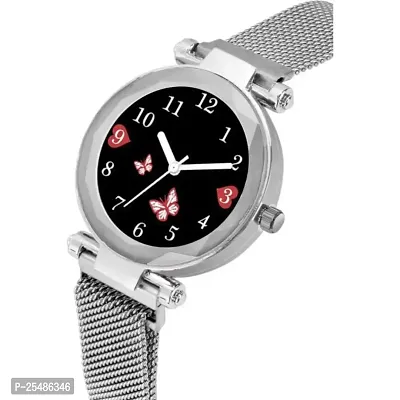 Medboo Black Dial Metal Silver Megnet Analog Women and Girls Watch-thumb3