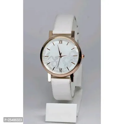 Medboo White Leather Analog Women and Girls Watch-thumb0