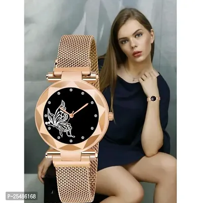 Medboo White Design Bty Dial Rose Megnet Belt Girls and Women Analog Watch-thumb0