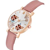 Medboo Pink Round Leather Belt Analog Women and Girls Watch-thumb2