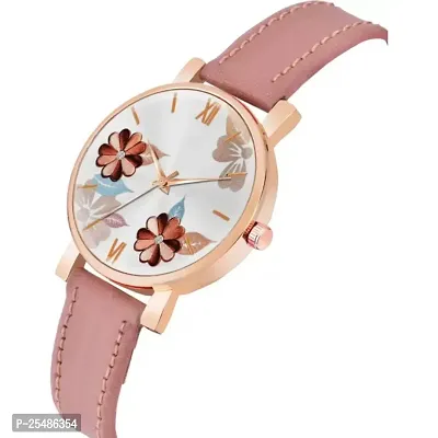 Medboo Pink Round Leather Belt Analog Women and Girls Watch-thumb3