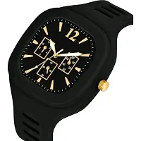 Medboo Black Crono Square PU Men and Boys kids Watch-thumb2