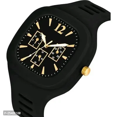 Medboo Black Crono Square PU Men and Boys kids Watch-thumb3