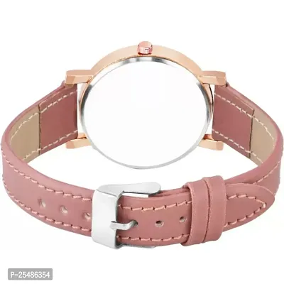 Medboo Pink Round Leather Belt Analog Women and Girls Watch-thumb4