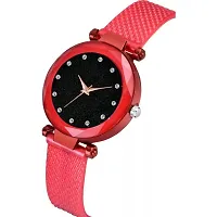 Medboo Diamond 12 Dial Red Pu Meg Cash Girls and Women Analog Watch-thumb2