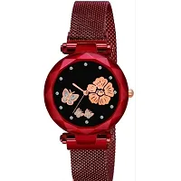 Medboo Rose And Bty Dial Meg Cash Red Megnet Belt Girls and Women Analog Watch-thumb1