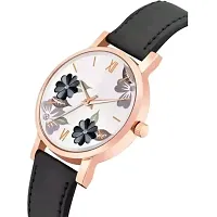 Medboo ladies Black Leather Analog Women and Girls Watch-thumb2