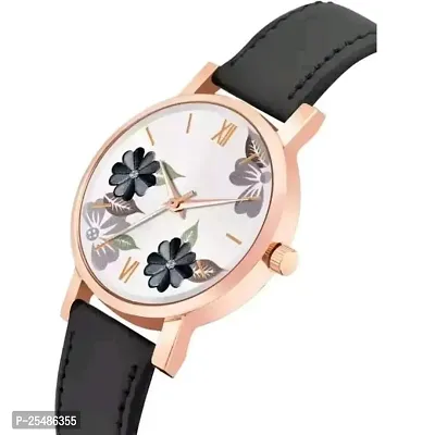 Medboo ladies Black Leather Analog Women and Girls Watch-thumb3