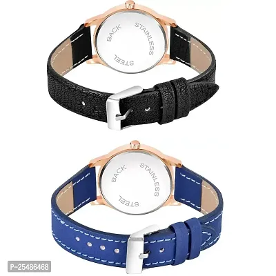 Medboo Black Roman Dial Black and SkyBlue Leather Belt Combo Women and Girls Watch-thumb3