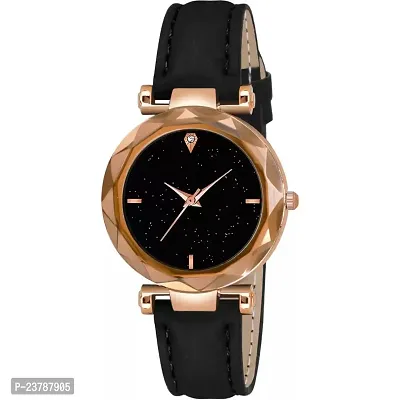 HRV BLACK DESIGNER LEATHER BELT Women WATCH