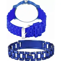 Stylish Blue Metal Analog Watches For Men Watch With Bracelet-thumb2