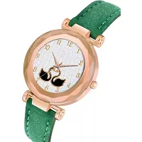 HRV Green Slim Dial Leather Belt Women Watch  Girls-thumb2