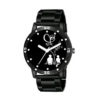 Medboo Black Couple Dial Cash Bumper Pu Men And Boys Watch-thumb1