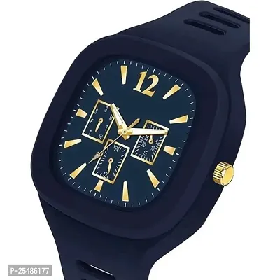 Medboo Blue Crono Square PU Men and Boys kids Watch-thumb3