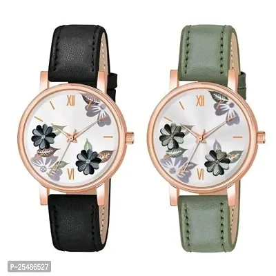 Medboo Bty Cash Black and Green Leather Blet Combo Women and Girls Watch