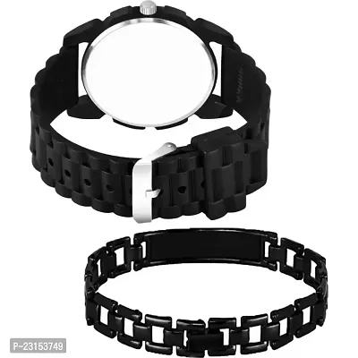 Stylish Black Metal Analog Watches For Men Watch With Bracelet-thumb2