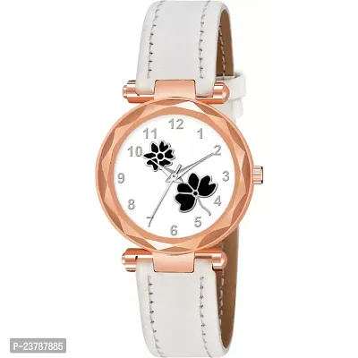 HRV Flower Designer Leather Strap  Watch for Girls-thumb0