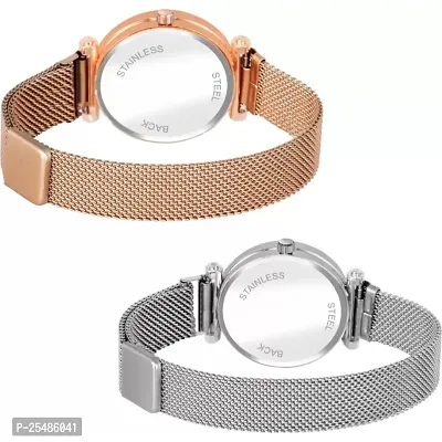 Medboo Rose And Bty Dial Rose and Silver Megnet Belt Girls and Women Analog Watch-thumb3