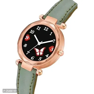 Medboo Bty Black Dial Green Leadies Leather Belt Girls and Women Analog Watch-thumb2